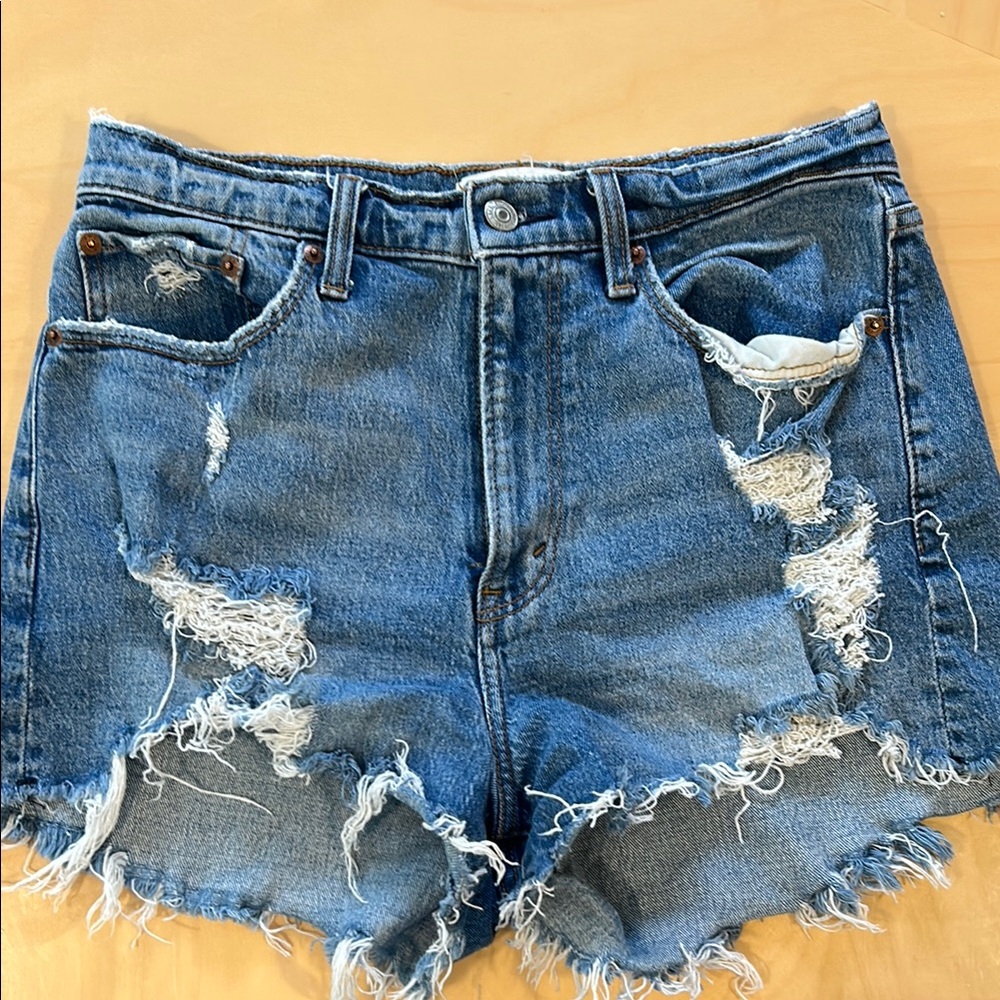 Abercrombie & Fitch Blue Jean Shorts Distressed Style